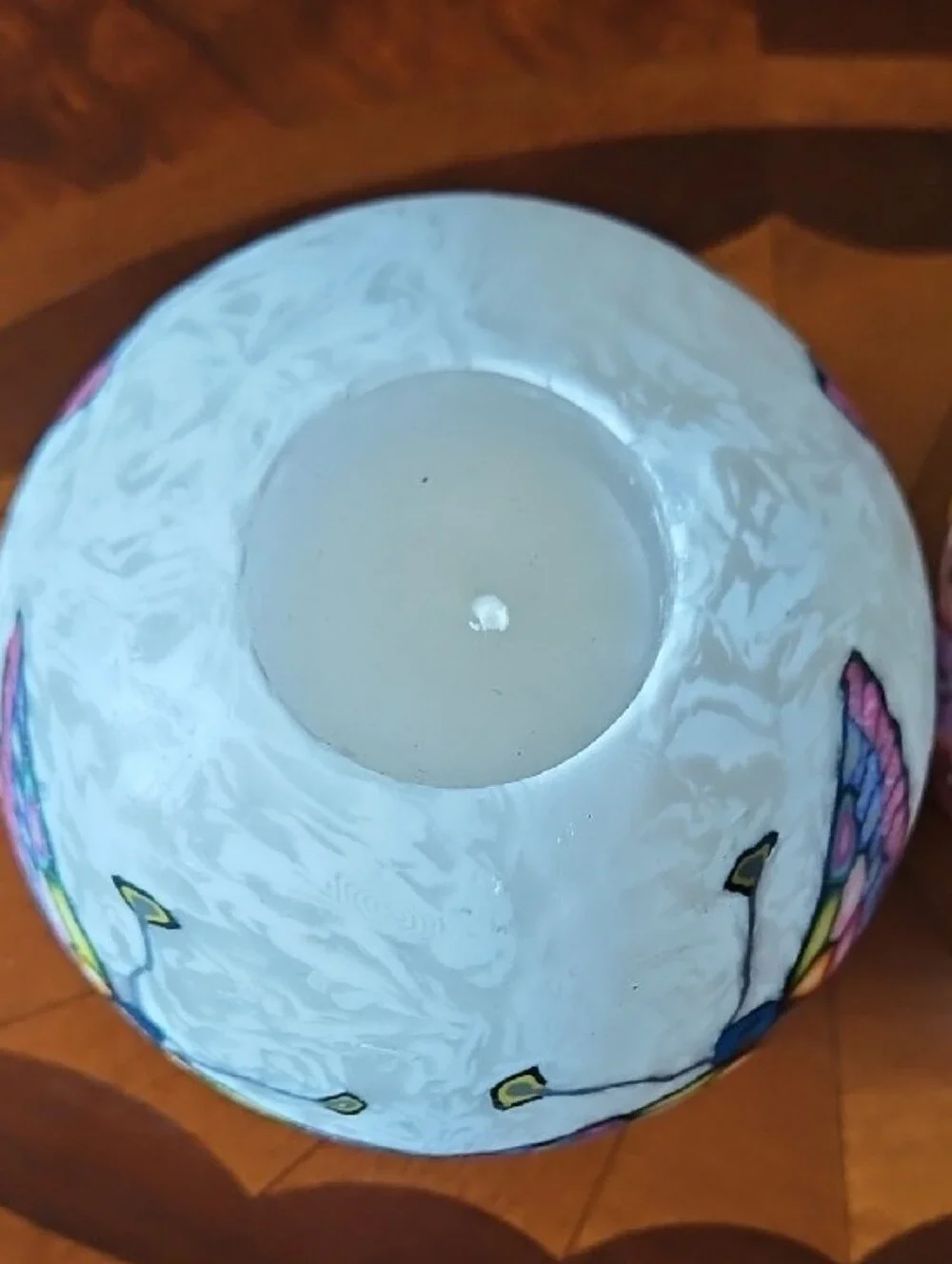 Set of 2 Handcrafted Sphere Art Candles - Butterfly & Floral Millefiori